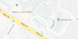 a screenshot from google maps showing the streets and roads around the davis center