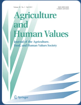 Agriculture and Human Values journal front cover