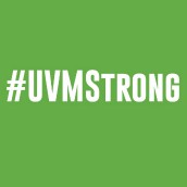 UVMstrong hashtag on green background