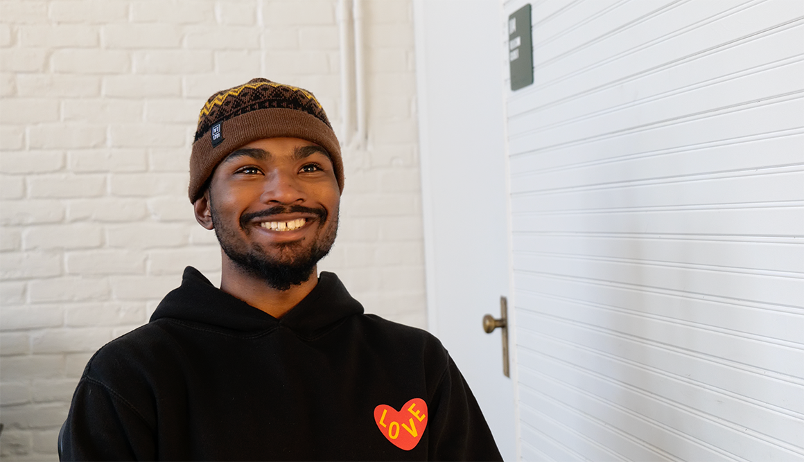 Ayden Carpenter, UVM student sits for an interview