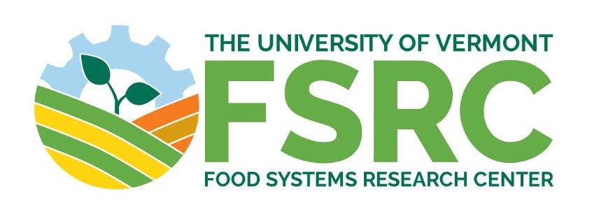 Banner displaying FSRC logo, which includes a gear, fields, and a plant. Reads: The University of Vermont Food Systems Research Center(FSRC)