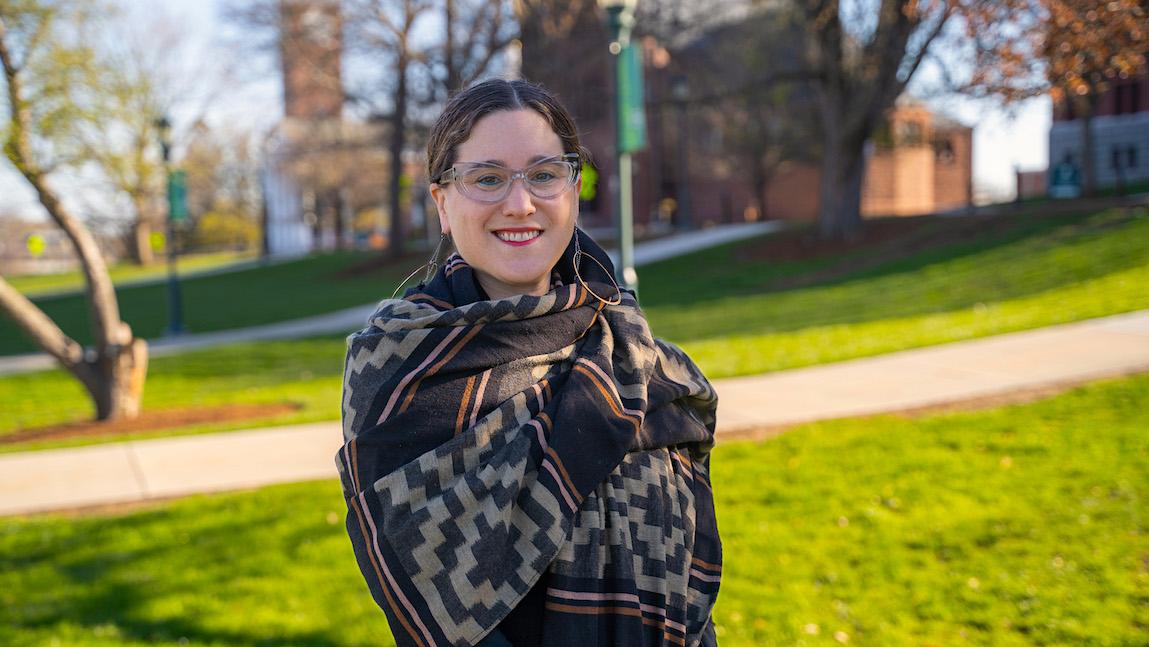 Danielle Jatlow smiling on the University Green