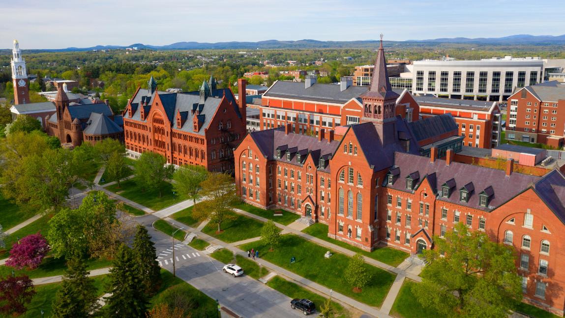 aerial view of UVM University Row