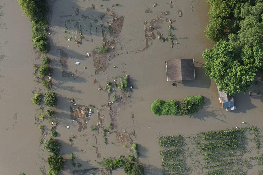 the Intervale farms mostly underwater during the July 2023 Vermont floods