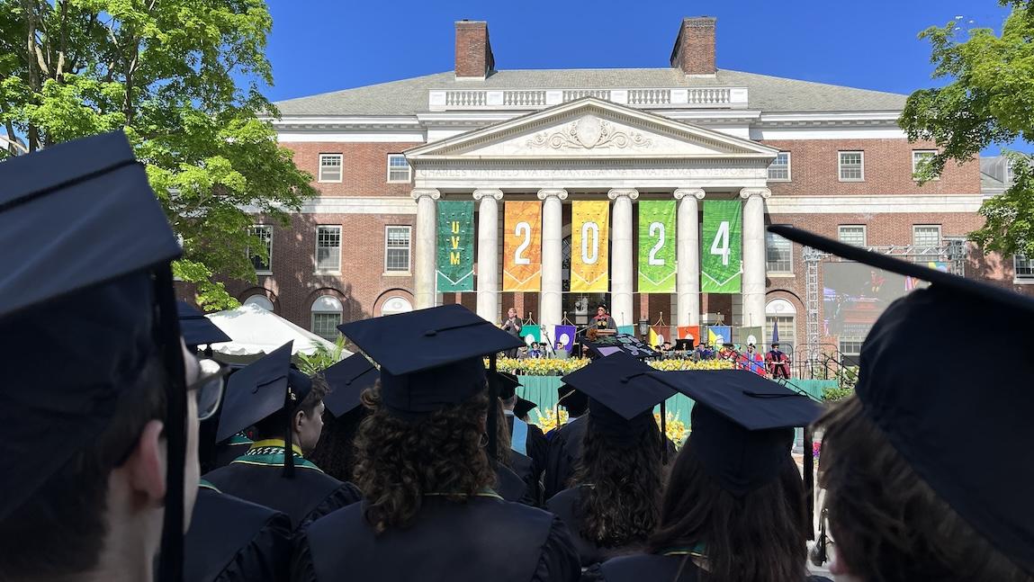 a view from the crowd of gradiates looking toward the Waterman Buildiing