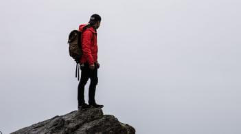 Hiker taking in Mountain View