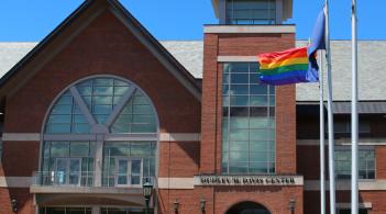 Pride Flag over Davis Center 