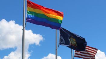 Pride Flag over Blue Skys