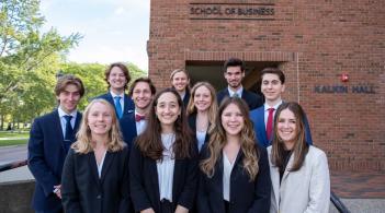 The Family Business Club poses outside of the Grossman School of Business