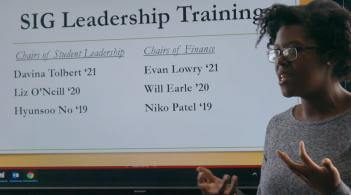 SIG leader speaking during leadership training