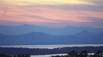 Lake and mountains at sunset