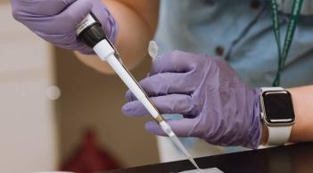 person using a pipette