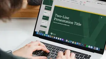 hands typing on a computer that is displaying a uvm branded powerpoint