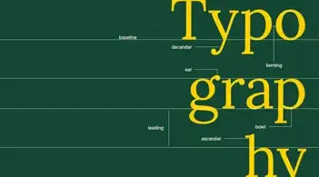 green background with yellow text spelling out "typography"