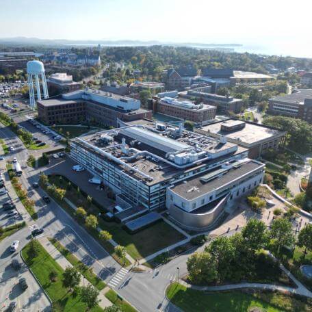 Birds-eye view of UVM campus