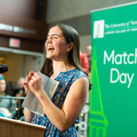 Student celebrating matching into residency on Match Day.