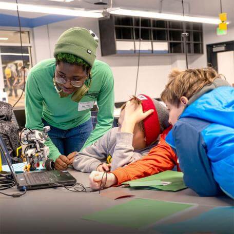 CEMS STEM Ambassadors sharing robot tech with students