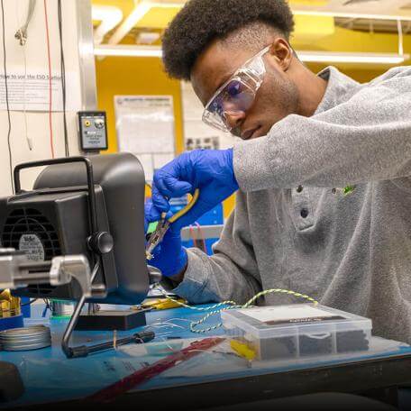 Student at work in engineering lab