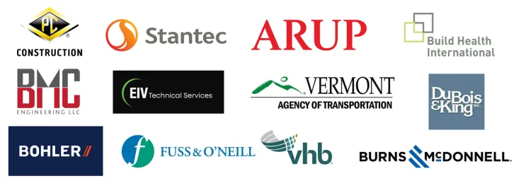 PC Construction, Stantec, ARUP, Build Health International, BMC Engineering LLC, EIV Technical Services, Vermont Agency of Transportation, DuBois & King, Bohler, Fuss & O'Neill, VHB, and Burns McDonnell