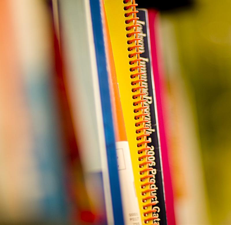 Row of colorful textbooks