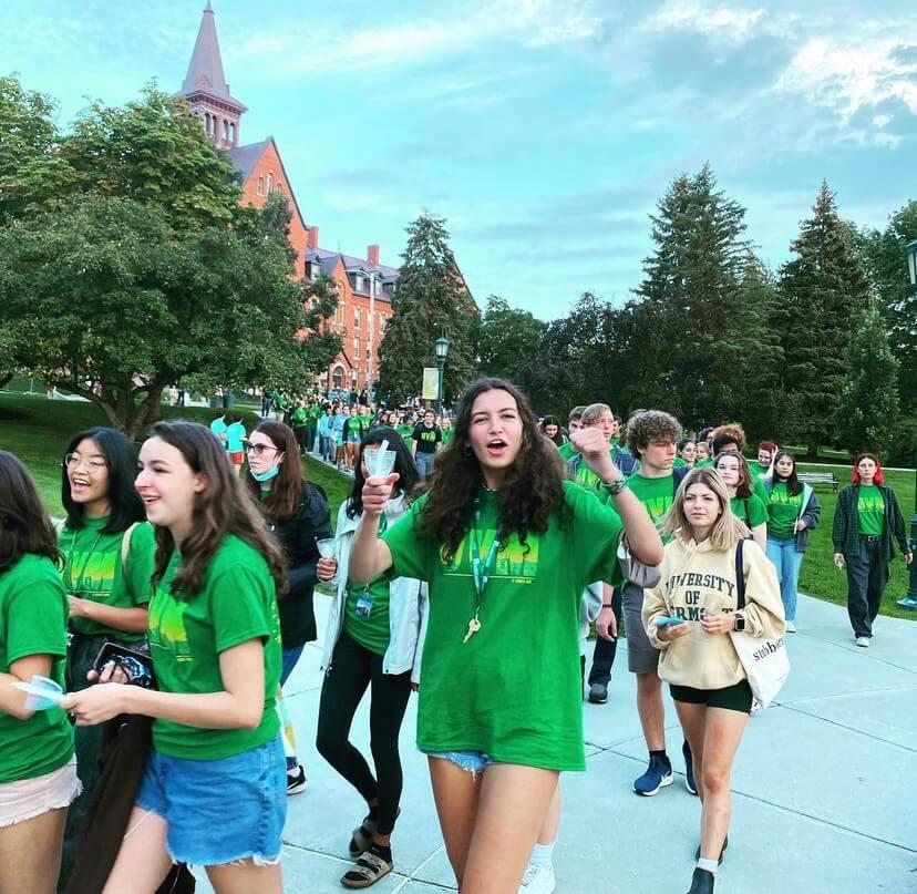 Students walking to convocation