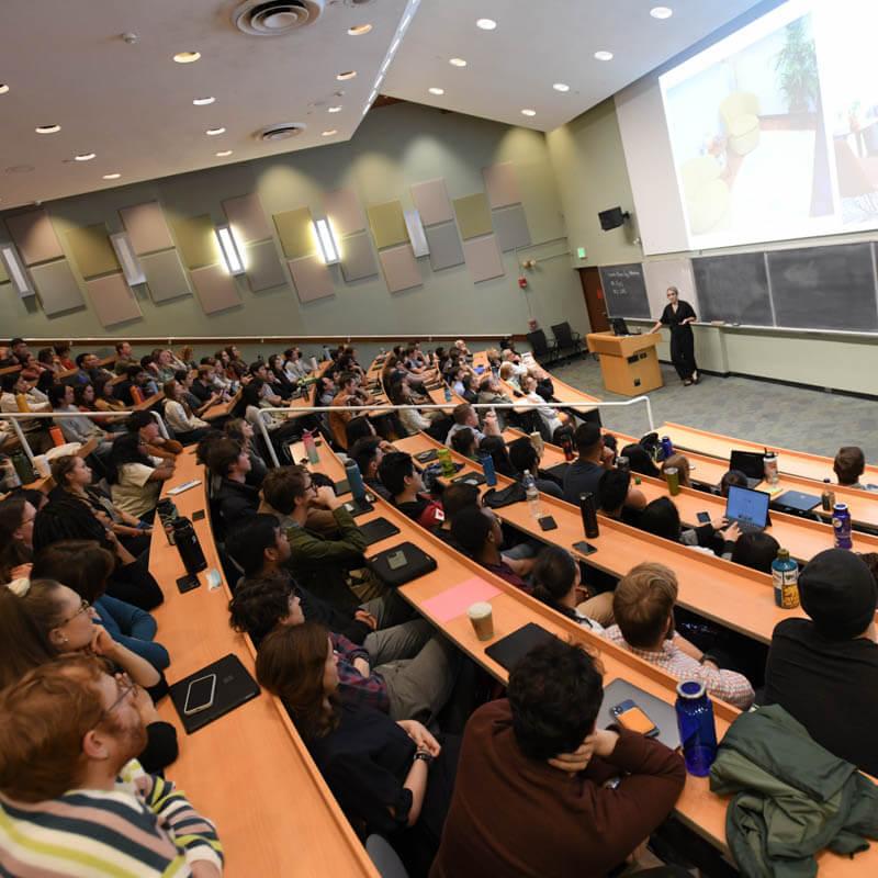 Students in a LCOM lecture hall.