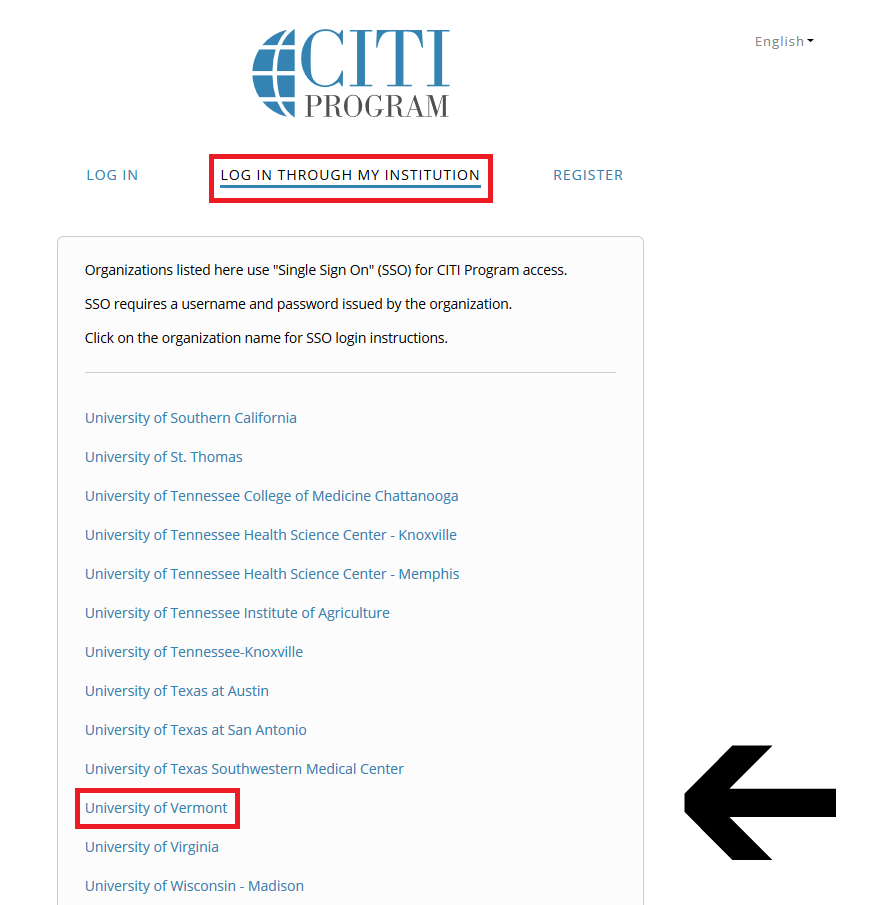 Diagram showing how to associate UVM Net ID with CITI