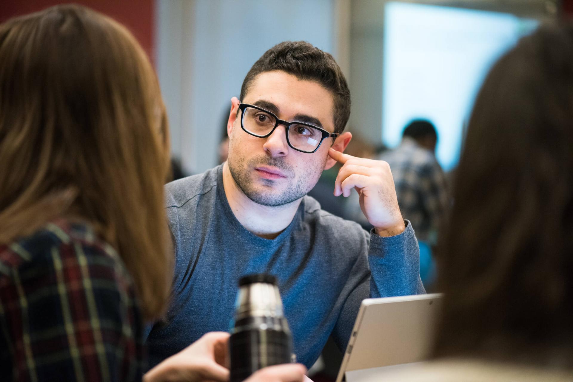 Student focusing during an Active Learning session