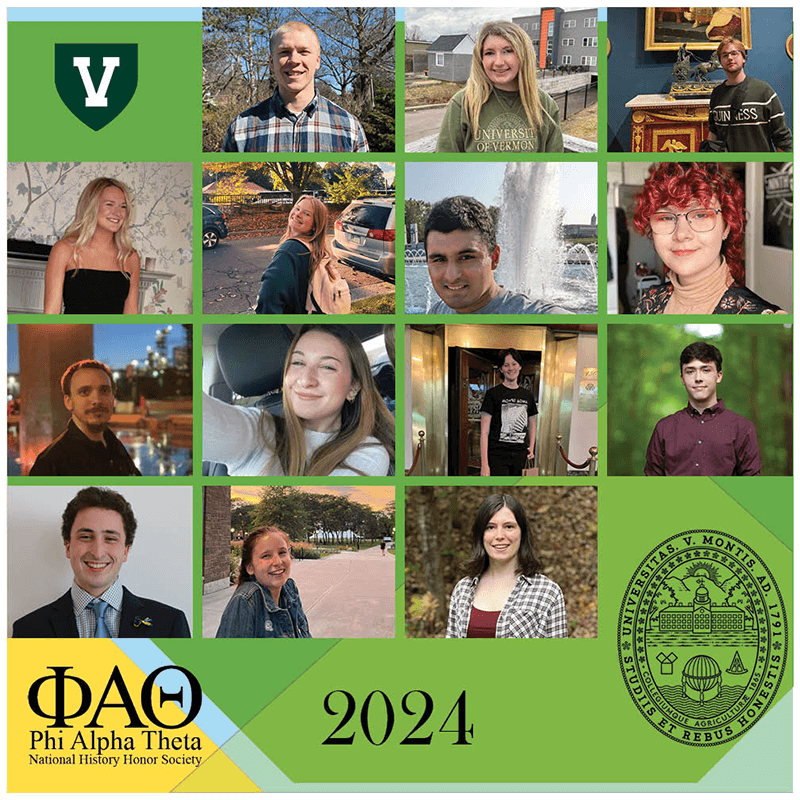 14 squares highlighting on student image in a green and gold frame