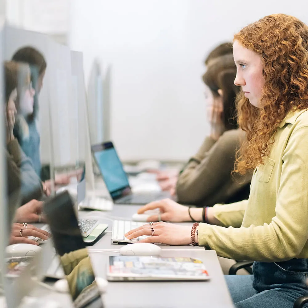 Students working on a computer