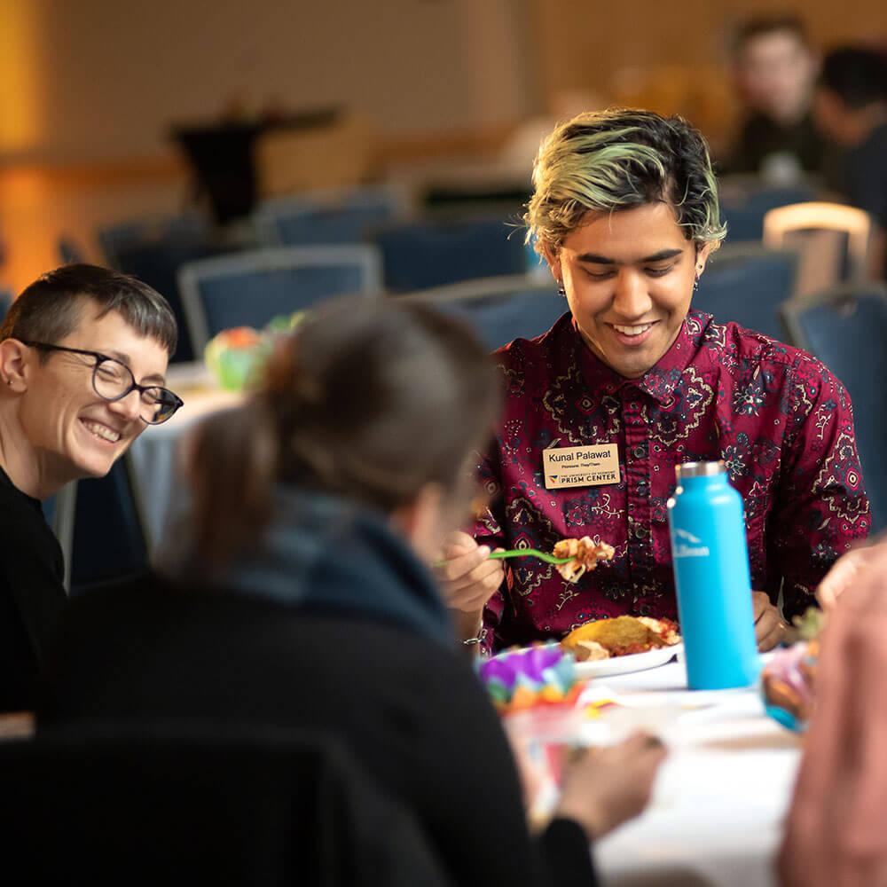 Students dining together