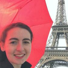 Katie Hickey in front of the Eiffel Tower