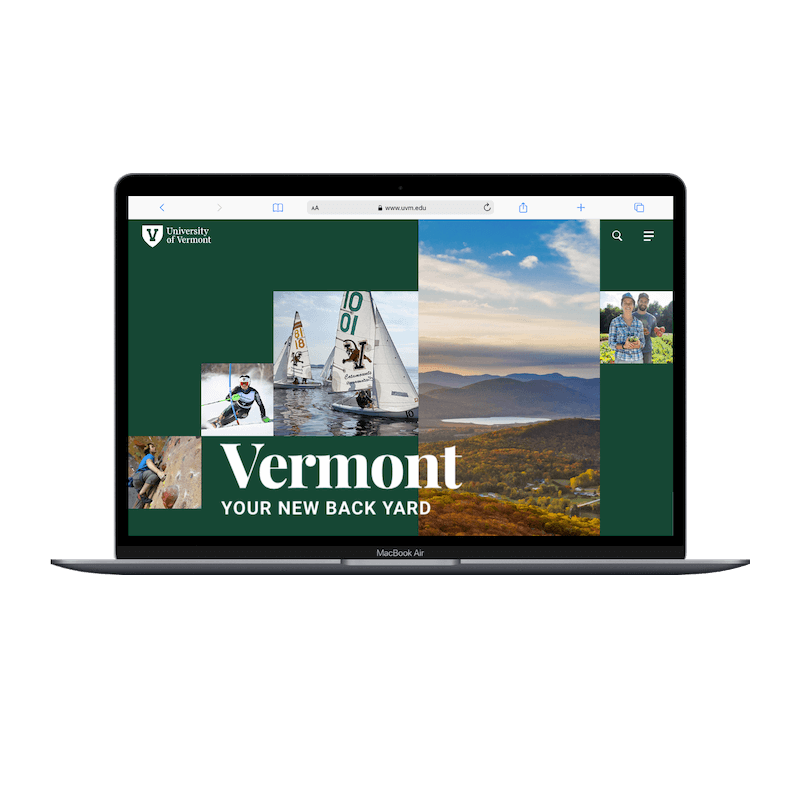 The UVM homepage on a Macbook.