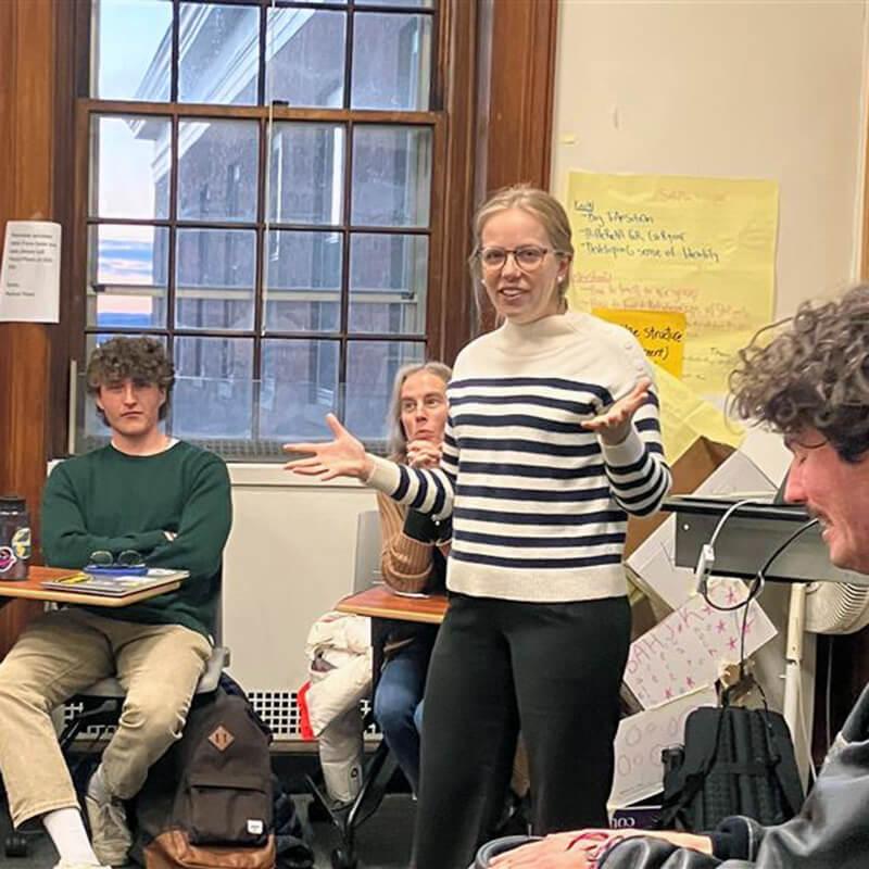 Vermont teacher of the year lecturing in her class
