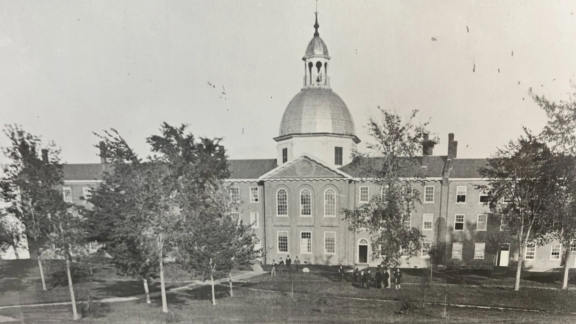 black and white photo of old mill building