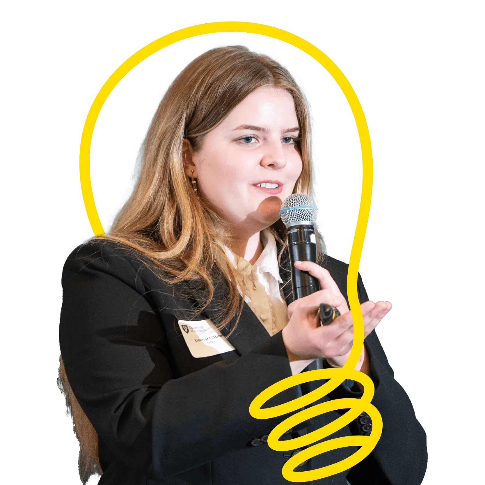Eleanor with a lightbulb graphic