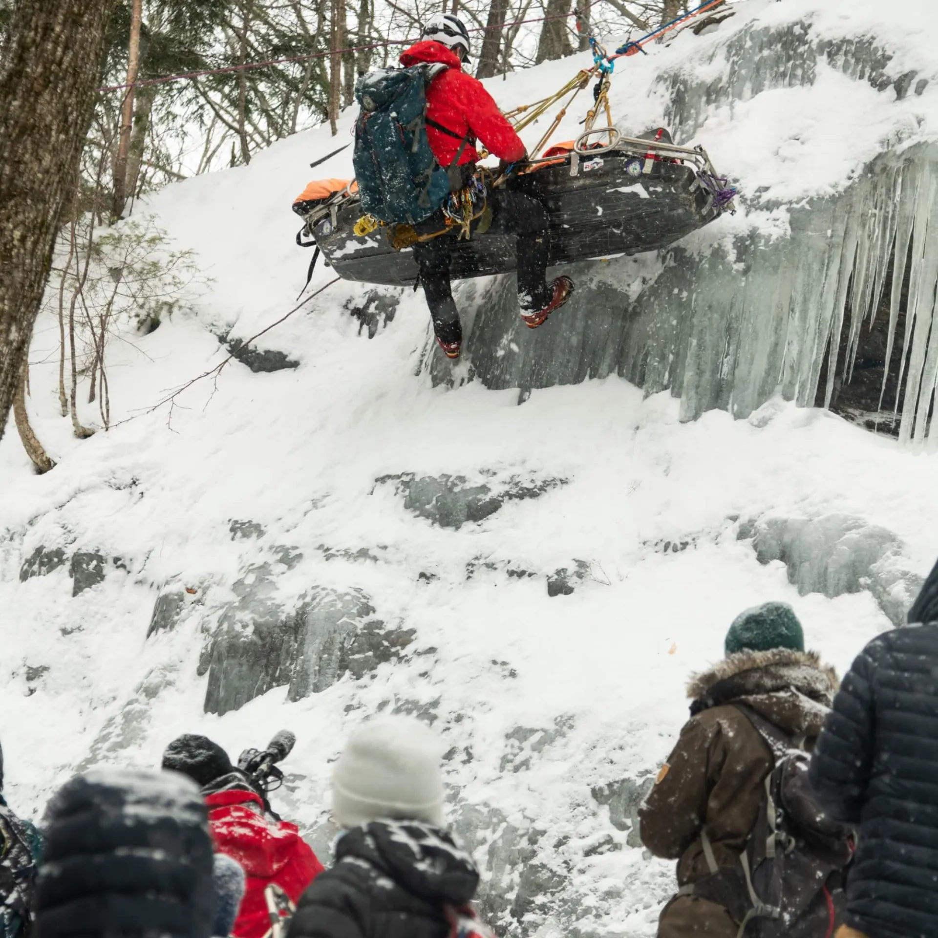 First responders practice ice climber rescue