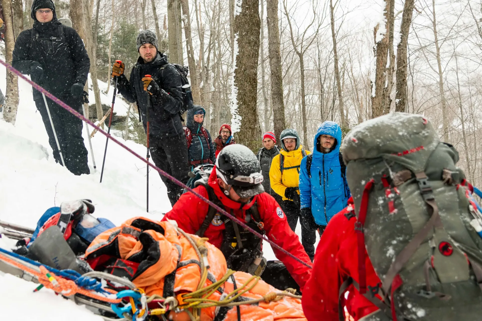 Students practice backcountry rescue training