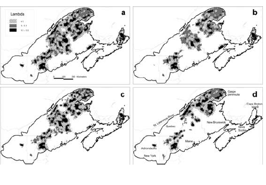Thumbnail for Interacting effects of climate change, landscape conversion, and harvest on carnivore populations at the range Margin: marten and lynx in the northern Appalachians