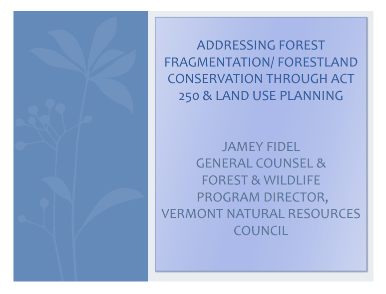 Thumbnail for Addressing forest fragmentation and forestland conservation through Act 250 and land use planning