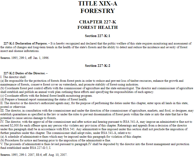 Thumbnail for New Hampshire's forestry regulations: forest health 