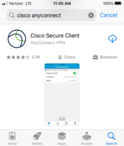 Cisco Secure Client in the App Store.