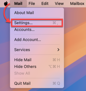 Mail app settings.