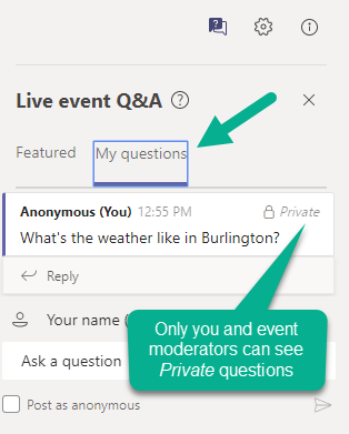 Private question indicator