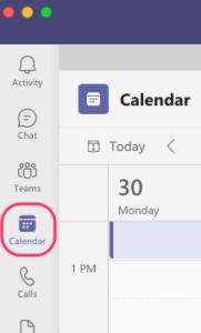 MS Teams Calendar tab