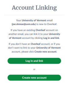 Linking Overleaf with UVM.