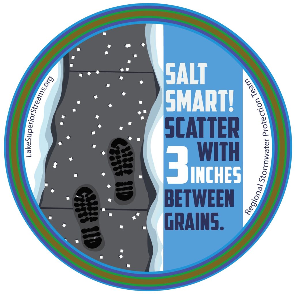 Salt Smart graphic showing individuals to scatter with 3 inches between grains