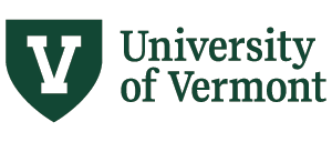 University of Vermont logo: A white letter V outlined by a dark green shield and the text University of Vermont