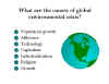 What are the causes of global environmental crisis?