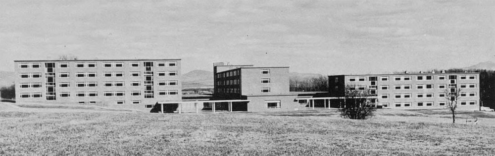 Mason-Simpson-Hamilton hall just after completion in 1957.
